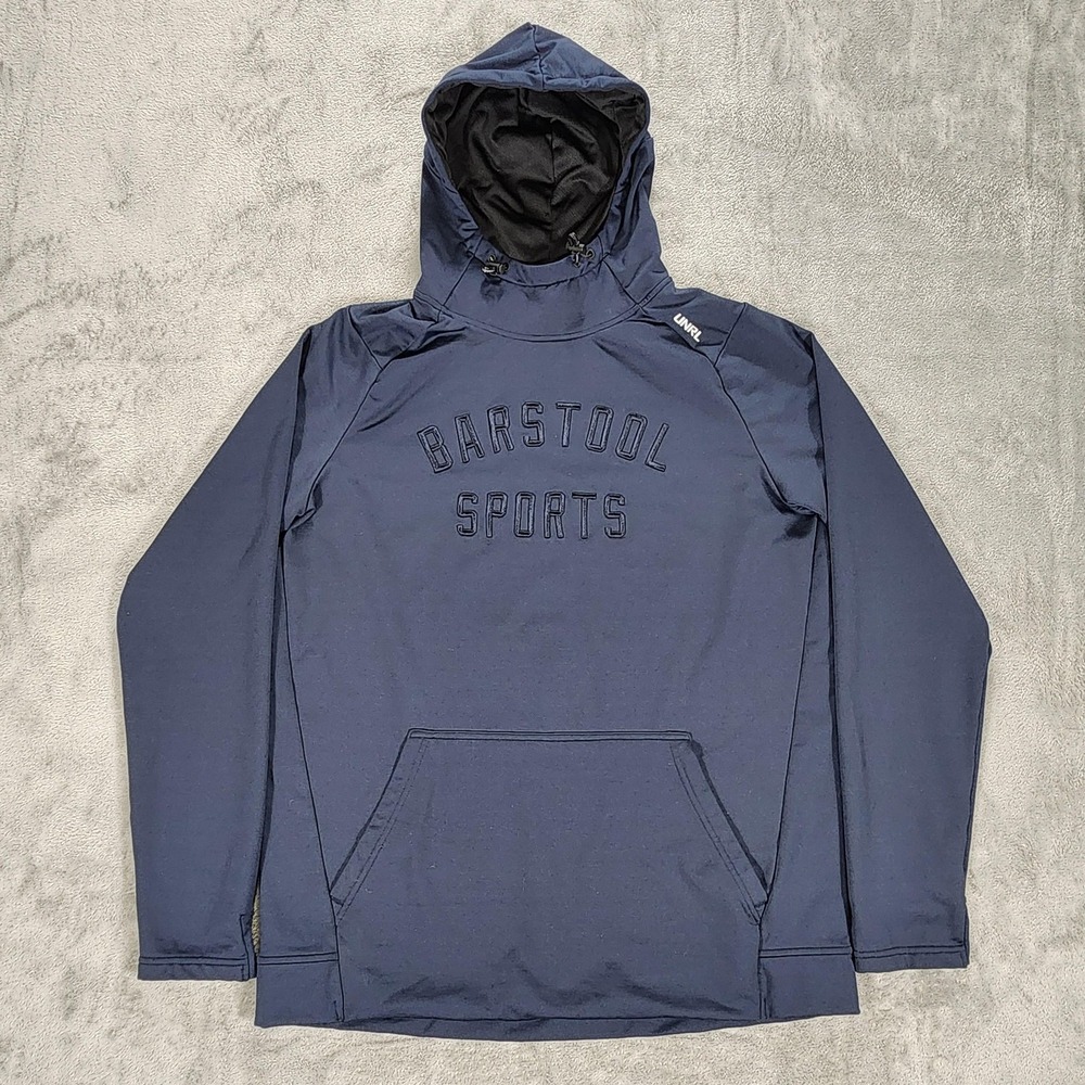 UNRL‎ Hoodie Mens Medium Blue Barstool Sports Pullover Fleece Athletic Top